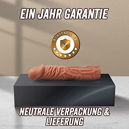 Realistische Penishülle Silikon Penismanschette Dildos Penis Vergößerung Sleeve mit Stimulierender Textur Real Penis Extender für Verlängerung Sexspielzeug für Paare Männer 19,5 * 3,6CM