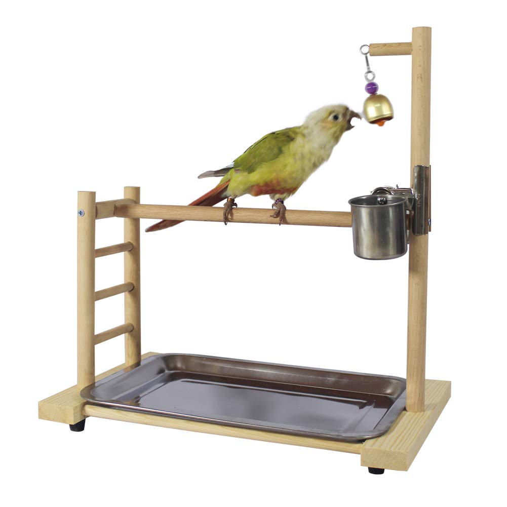 QBLEEV Birdcage Stands Parrot Play Gym Wood Conure Playground Bird Cage
