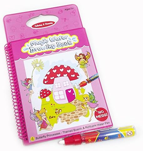 IMBLINKY Butterfly Princess-Themed Boards Magic Water Drawing Book Coloring Book with Refillable Magic Pen