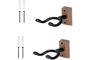 Guitar Wall Mount Hanger 2 Pack – Solid Wood U-Shaped Hook for Acoustic, Electric Guitar, Bass & Banjo