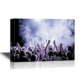 Concert Crowd Canvas Wall Art - Concert Crowd Excited Fans - Gallery Wrap Modern Home Art | Ready to Hang - 12x18 inches