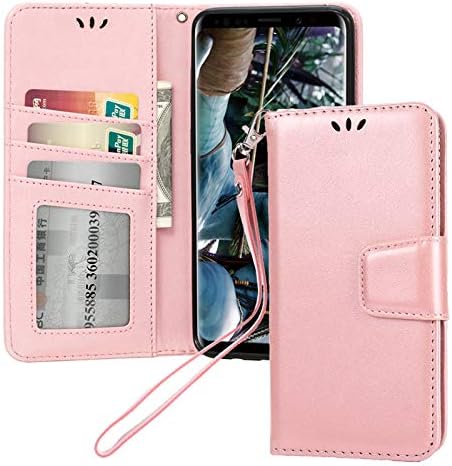 Galaxy A7 2018 Case,Wallet Case Stand Kickstand Credit Card Slots Holders Cover PU Leather Case for Samsung Galaxy A7 2018 (Rose Gold)