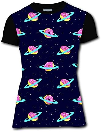 Sugar Rings Donut of Saturn Women's Casual T-Shirt 3D Print Short Sleeve
