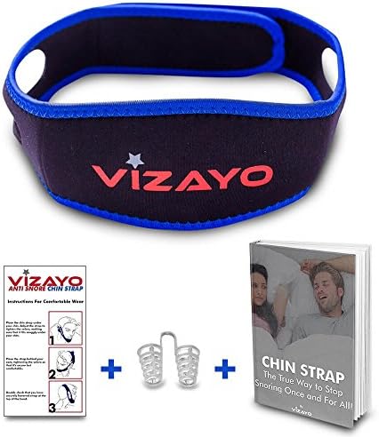Anti Snore Chin Strap for Women and Men - Adjustable Anti Snoring Solution Device - Sleep Better Tonight with Natural Snore Stopper Chin Strap - Safe, Effective, Easy to Use -Bundled Nose Vents Vizayo