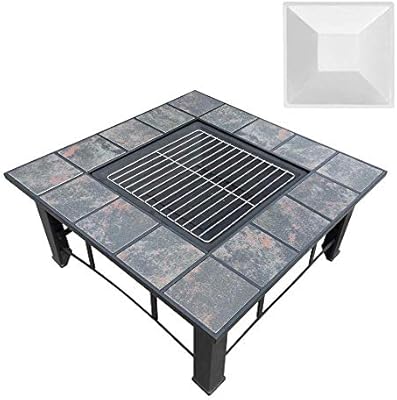 Grillz Outdoor Fire Pit Square Metal Fire Pit Backyard Patio