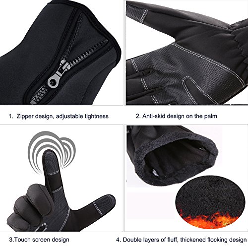Cycling gloves , MoHo Touchscreen Waterproof Warm Winter Gloves Outdoor Running Climbing Skiing Glove for Men Women (XL) - Thumbnail 3