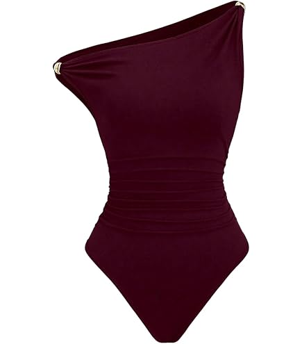 Amazon.com: OYOANGLE Women's Mesh Sheer One Shoulder Bodysuit