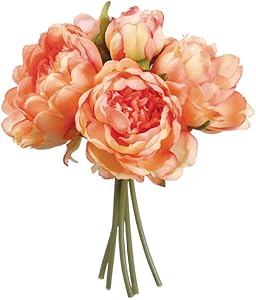 Floral Supply Online - Artificial Silk Peony Bouquet for Floral Arrangements, Weddings, and Home Decor. (Coral)
