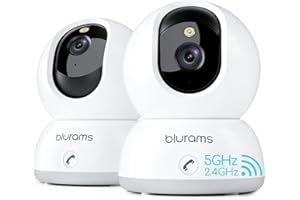 blurams 5G Indoor Camera, 2K Nanny Cam, 360° PTZ Pet Camera with Phone App, One-Touch Call, Color/IR Night Vision, Dual-Band 