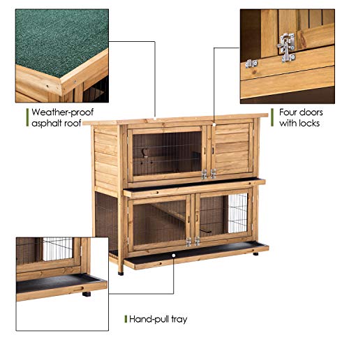 Lovupet Rabbit Hutch Cage with Pull Out Tray, 2 Story Indoor Outdoor