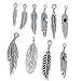 RUBYCA 30PCS Tibetan Silver Color Mix Feather Pendants Charms Bracelet Necklace Making Jewelry