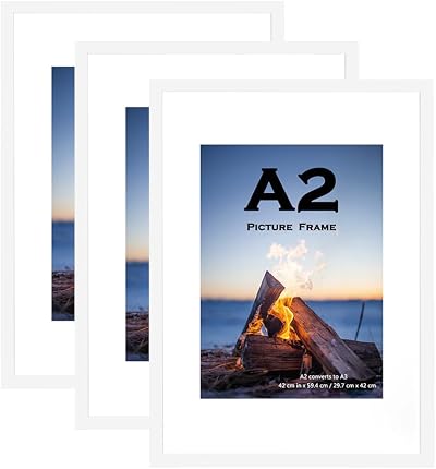 Scholar Tree White Wooden Frame A2 Set of 3 with Mat for A3 Mount Wall