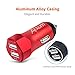 Alxum Portable Aluminum Alloy Dual Port Car Charger (Red) with 4.8A Output for Iphone 8/iPad/Samsung S8/S8+ and More