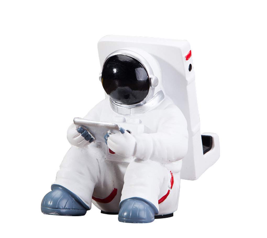 Creative Universal Astronaut Mobile Phone Stand Desktop Resin Astronaut Tablet Phone Holder Case for iPhone iPad Spaceman Cell Phone Home Office Desk Mount, Sitting