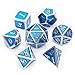 Haxtec Metal DND Dice Set Blue Metal Dice with Leather Dice Bag Polyhedral D&D Dice Compatible with Dungeons and Dragons Gifts RPG Games-Silver Blue
