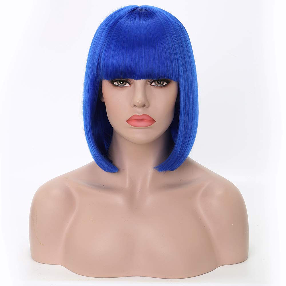 Rosa Star Short Bob Hair Wigs with Flat Bangs Straight
