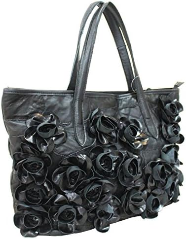 Hereby Kuer Fashion Women’s Soft Sheepskin Multi-color Shoulder Bag Simple Style Hobo Tote Top-Handle Handbag Purse (Black)