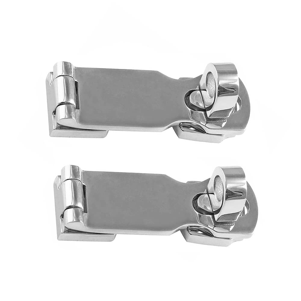 2 Pieces Marine Grade Door Hasp Boat Padlock Hasps Hatch with Turning Padlock Mount Heavy Duty Rustproof Stainless Steel Replace Hardware for Yachts Boats Home, 3 x 1 Inch
