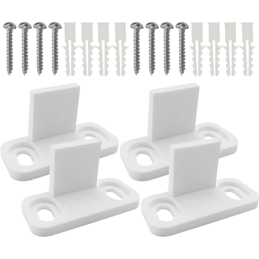 ULTECHNOVO 8Pcs Sliding Barn Door Floor Guides, White Metal Floor Mounted Bottom Track Guide Hardware Bypass Pocket Door Guide with Screws for Sliding Doors