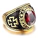 HIJONES Men's Jewelry Stainless Steel Red Stone Cross Ring Size 11