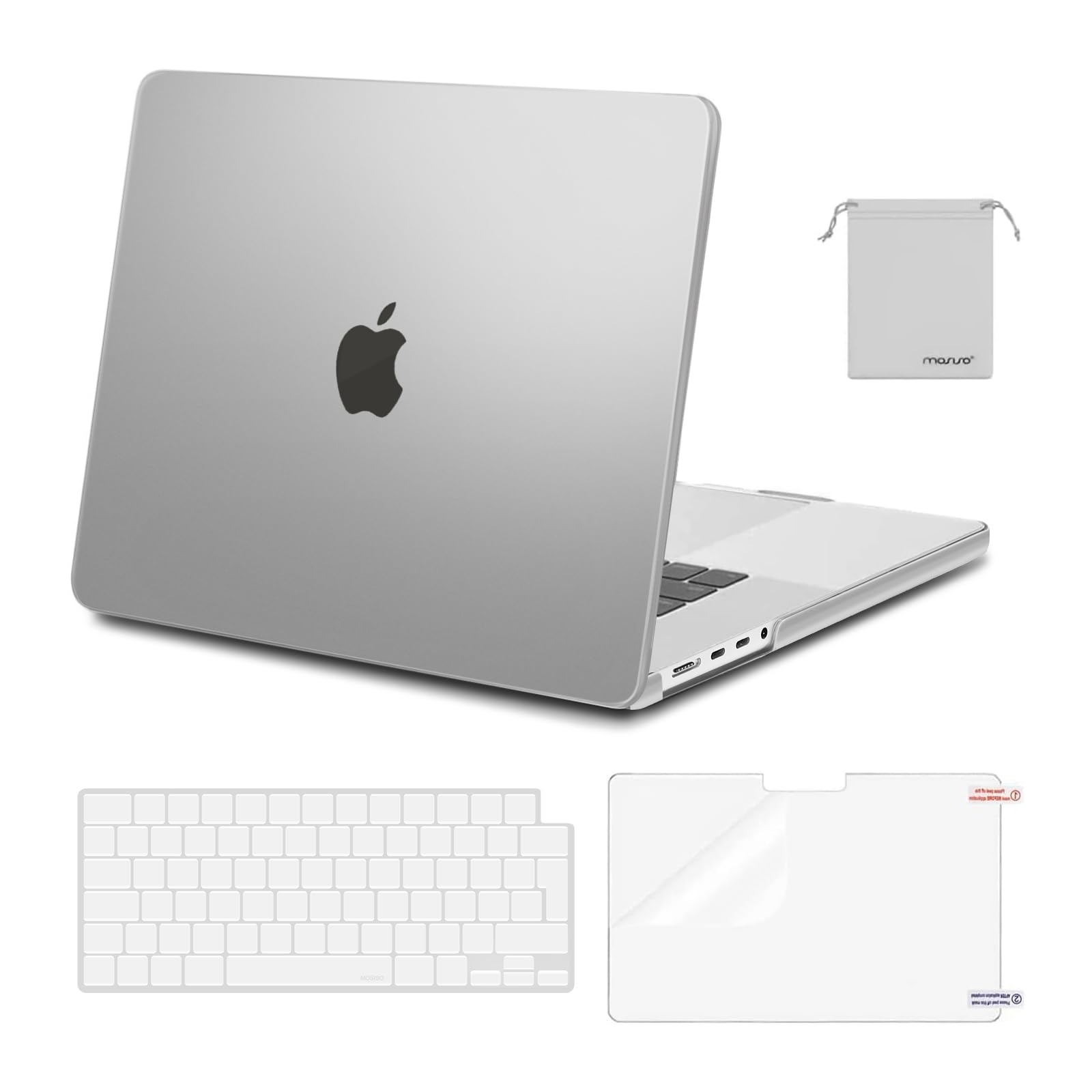 MOSISO Compatible with MacBook Pro 16 inch Case 2026-2021 M5 M4 M3 M2 M1 A3429 A3428 A3403 A3186 A2991 A2780 A2485 Pro Max, Plastic Hard Shell Cover&KeyboardSkin&Screen Protector&Pouch, Frost