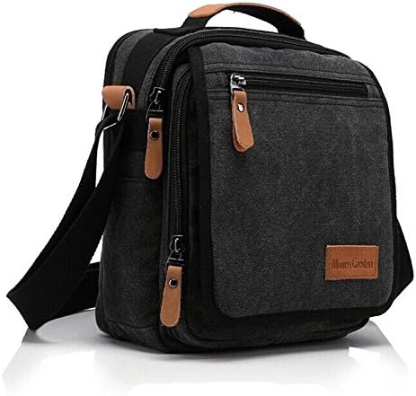 QianYing Vintage Canvas Shoulder Messenger Casual Bag Day Bag for Men and Women Black