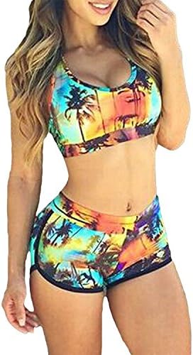 Eric Hug Comfortable Women Two Pieces Halter Printed Bikini Set Swimsuit Beachwear XX-Large Size PinkPurple Pink&amp;purpleXX-Large trendy