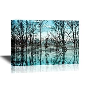 Beautiful Nature Landscape/Scenery Canvas Wall Art - Mist on The Water in De Bourgoyen Nature Reserve - Gallery Wrap Modern Home Art | Ready to Hang - 12x18 inches