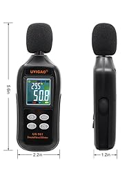 UYIGAO   Medidor de nivel de ruido digital portátil, medidor de nivel de sonido portátil de 35 dBA~135 dBA, modo de alta precisión min soporte, con pantalla LCD grande, 1