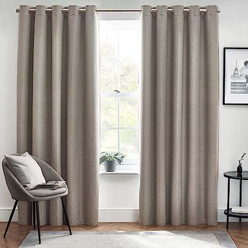 furn. Dawn Blackout Eyelet Curtains (Grey - 117 x 137cm)