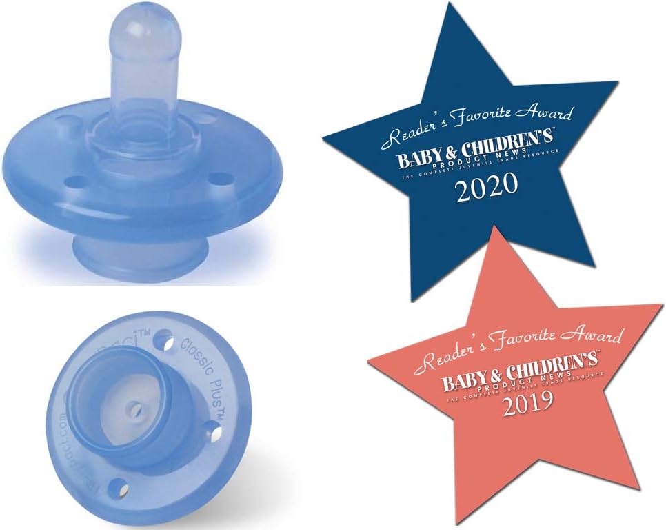 MyPaci 100% Silicone Pacifier/Finger Safe Pacifier Shield/Low Pressure Baby Pacifier Nipple / 0-36M / Blue / 2 Count