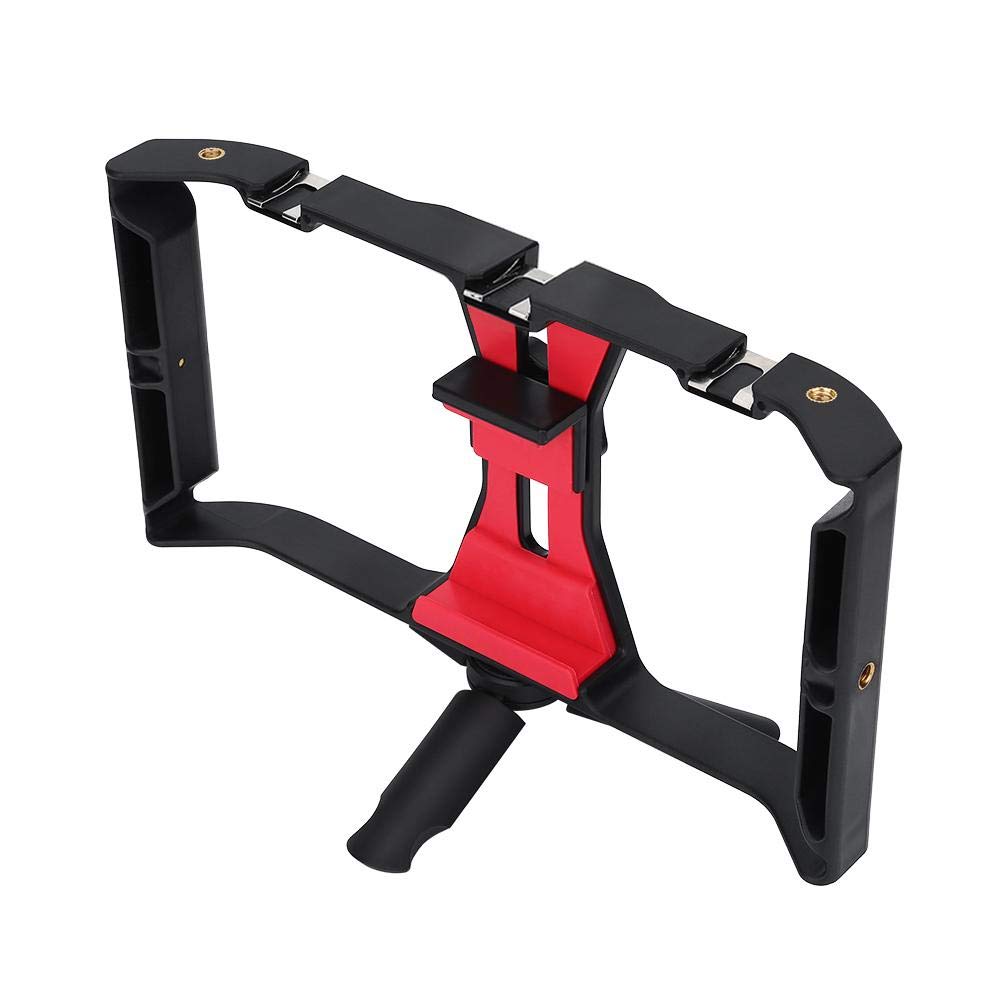 Dual Hanlde Smartphone Handheld Grip Stabilizer, Adjustable Phone Video Recording Rig with Tripod, Ideal for Macro-film Shooting, Phone Live Broadcast, Phone Follow Shot