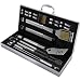 Home-Complete BBQ Grill Tool Set- 16 Piece Stainless Steel Barbecue Grilling Accessories with Aluminum Case, Spatula, Tongs, Skewers