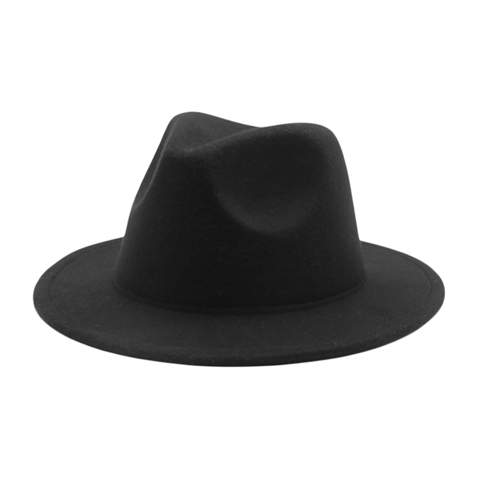 Unisex Kids Fedora Hat Children Jazz Hats Classic Wide Brim Panama Dress Hat for Boys Girls Holiday Party Accessories (Black, 4-10 Years)