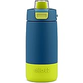 Ello Kids Colby 12oz Stainless Steel Insulated Water Bottle with Straw and Built-In Silicone Coaster Carrying Handle and Leak-Proof Locking Lid for School Backpack, Lunchbox, and Outdoor Sports