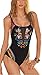 Summer Joy Women's Padded One Piece Vintage Printing Mesh Bikini Swimsuit