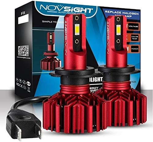 NOVSIGHT H7 Led Headlight Bulbs - 10000 lm 60 Watts 6000 k White Light High Illumination and Brightness 2 Year Warranty Led Conversion Kit, Fog Lights (H 7) Low Beam