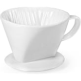 Noarixa Pour Over Coffee Dripper, Ceramic Pour Over Coffee Maker, White | 3 Holes Flat Bottom, Easy Manual Brew Maker, Porcelain Slow Filter Cone for Travel, Camping, Office, Home