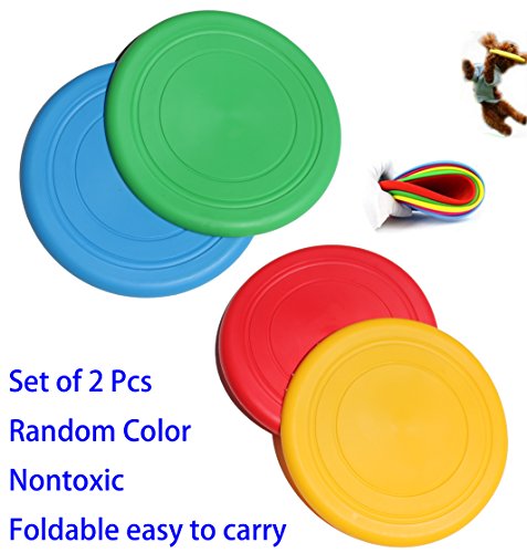 We pay your sales tax 2 Pcs Flying Disk Rubber Foldable Frisbee Dog Toy Throw Fetch Training Plate Nontoxic Random Color KT00120