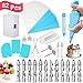 Cake Decorating Kit 82 pcs - JDDZ New Baking Supplies - Cookie Decorating Kit with Icing Bags and Tips - New Cupcake Decorating Kit with 48 Tips and 20 Icing Bags with Pattern Chart