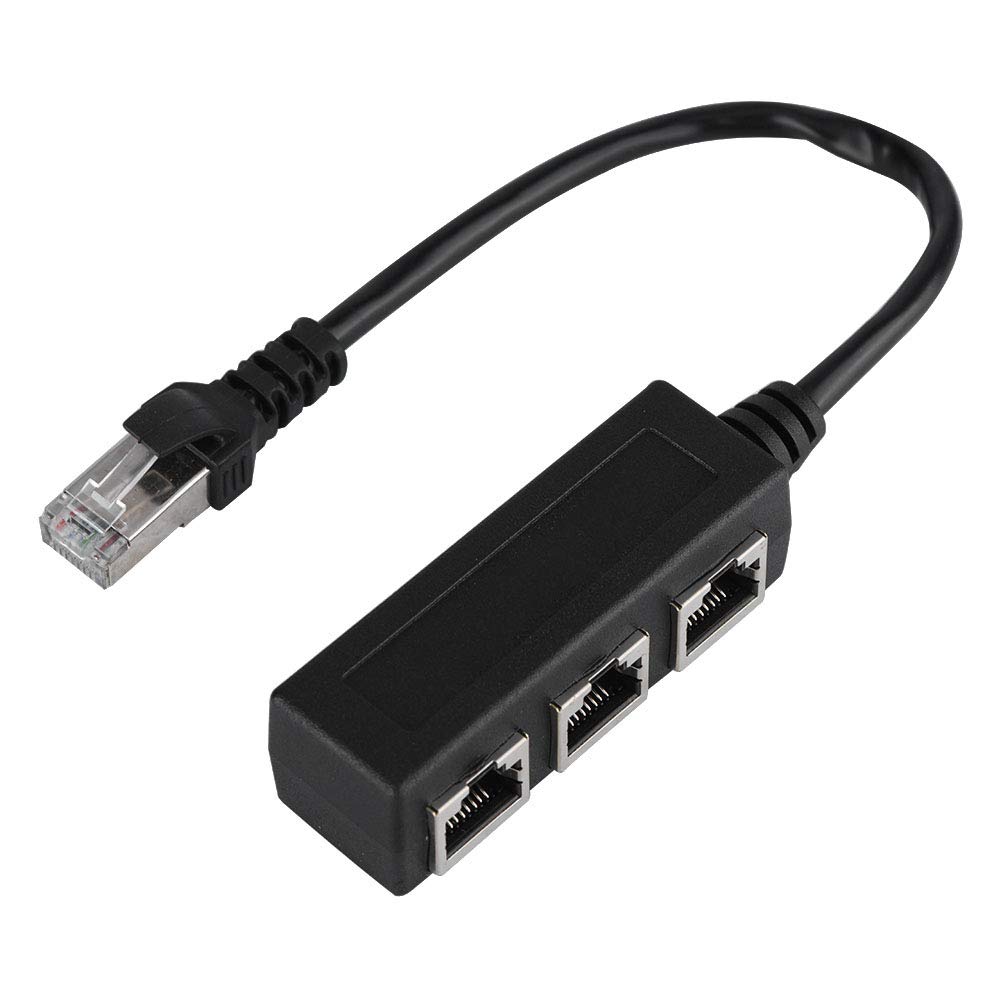 RJ45 Ethernet Network Splitter, 1 Male to 3 Female LAN Ethernet Network Splitter, RJ45 LAN Cable Connector 1 to 3 Network Adapter for Ethernet Extension