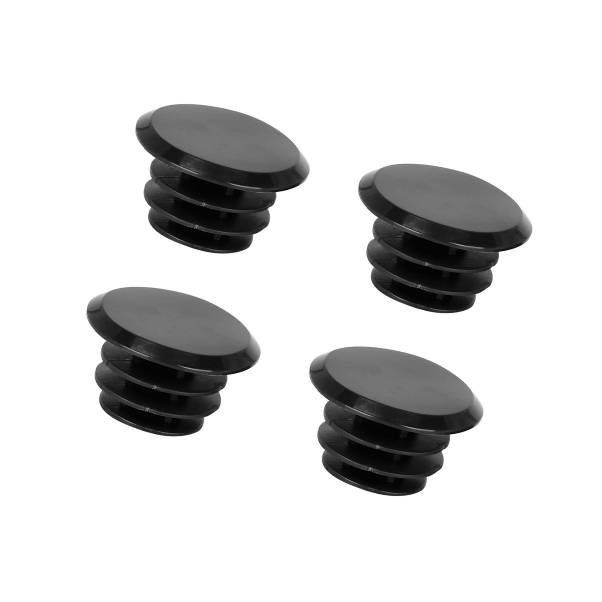 Hihaha 4pcs Bike Handlebar Bar Plastic End Plugs Caps Locking Grip Black Durable Material