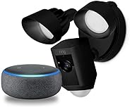 Ring Floodlight Camera Motion-Activated HD Security Cam Two-Way Talk and Siren Alarm, Black, Works with Alexa with Echo Dot 