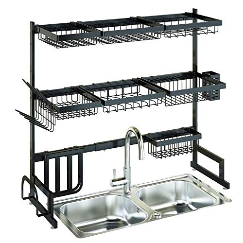 3 Tier Over Sink Dish Drying Rack, Adjustable(24"40") Exquisite Dish
