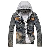 Partiss Mens Washed Denim Motorcycle Jacket