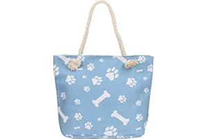 TRENDSBLUE Premium Dog Cat Puppy Kitty Animal Paws Print Canvas Tote Shoulder Bag Handbag