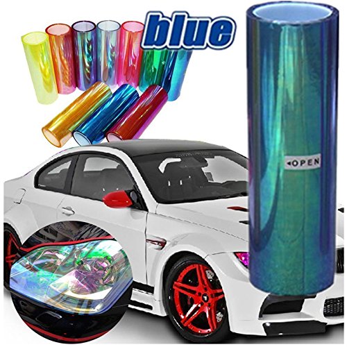 DIYAH 12 X 48 inches Self Adhesive Shiny Chameleon Headlights Tail Lights Fog Lights Films ,Film Sheet Sticker,Tint Vinyl Film (Dark Blue) - Thumbnail 7