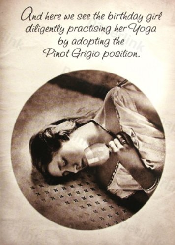 Humorous Birthday Greeting Card (PLK5158) Yoga & Pinot Grigio