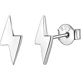 FindChic Hypoallergenic Sterling Silver Small Bar/Heart/Dot/Triangle/Butterfly/Lightning Studs Earrings Minimalist Geometric Jewelry Valentine Gifts for Women Men Girls, with Gift Box