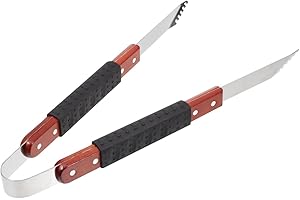 MOTHNUR Stainless Steel Grill Tongs 17.16In Wood Handle Outdoor Barbecue Cooking Meat Clip for Kitchen Picnic Party Buffet